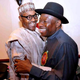 Nigerian President Goodluck Jonathan (right) and presidential candidate of the ruling People’s Democratic Party embraces leading opposition All Progressive Congress presidential candidate Mohammadu Buhari during a conference to promote nonviolence attended by party leaders in Abuja on Jan. 15, 2015.
STR/AFP/Getty Images